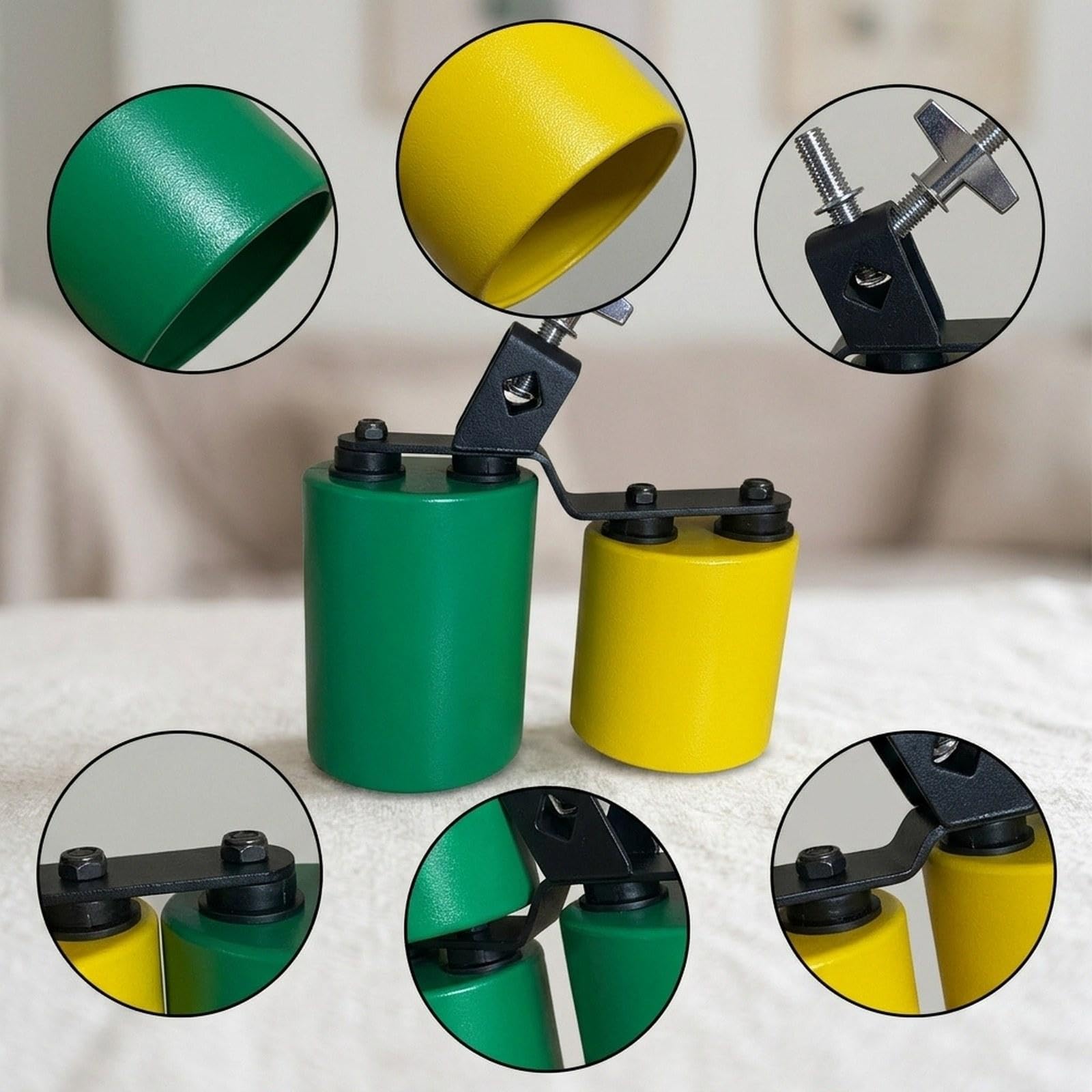Campanaccio per Percussioni, Alti, Strumento a Percussione per Batteria, Accessorio Versatile in Lega di Zinco, Suono Chiaro, Adatto per F, Verde Giallo