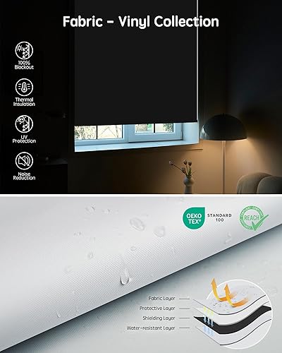 Miniatura 19 de Yoolax Persianas motorizadas con control remoto, persianas inteligentes opacas para ventanas, persianas enrollables motorizadas, persianas Tela