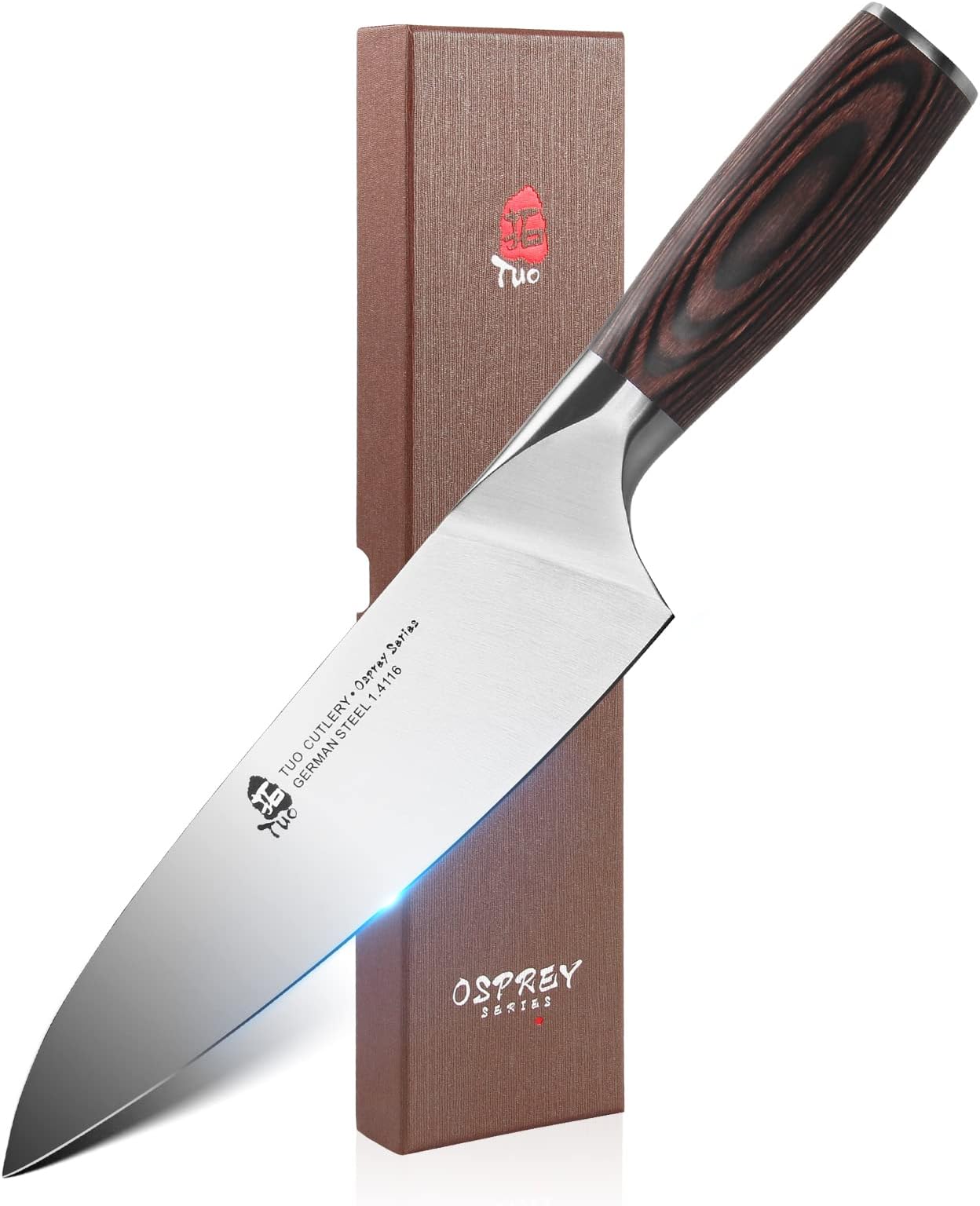 TUOChef Knife 7 inch - Professional Kitchen Cooking Knife Japanese Gyuto Knives Vegetable Meat and Fruit - German HC Stainless Steel - Ergonomic Pakkawood Handle - Osprey Series with Gift Box