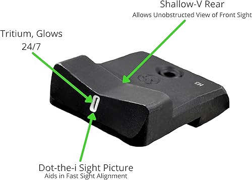 Miniatura 4 de XS Sights DXT2 - Mira nocturna de punto grande para pistolas CZ, Sig, HK, tritio delantero y trasero que brilla en la oscuridad para aplicaciones