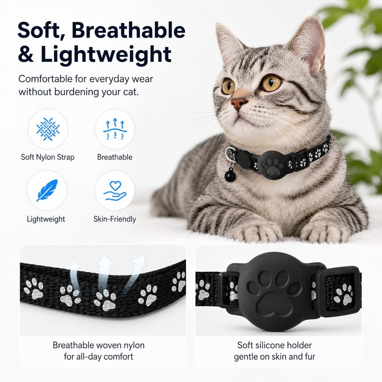 Pet Tracker,GPS Collar for Cats (iOS Only) Smart tag,Waterproof Compatible with Apple Find My,No Monthly Fee,Advanced Tracking Solution Smart Collar for Pet Safety Ideal Small Large Cats image 3