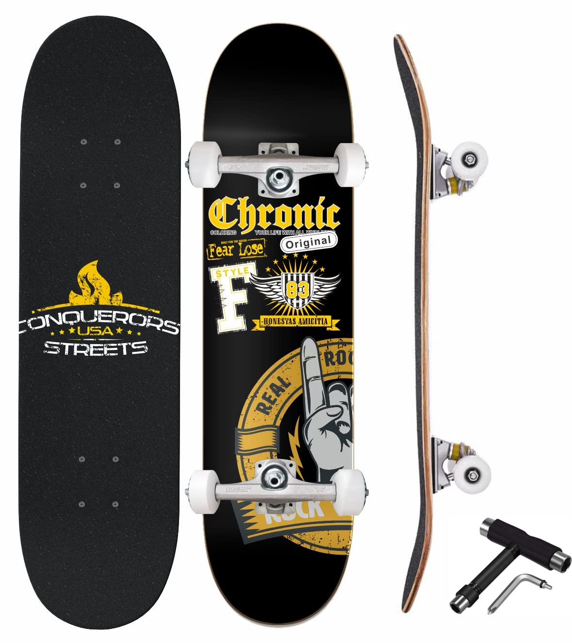 Jaspo CONQUERORS 31 x 8 Inches Canadian Maple 7-Layer Skateboard Complete Fully Assembled Kids/Boys/Girls/Youth/Adults – Made in India (CONQUERORS) (B0B612W7F7) Amazon Price History, Amazon Price Tracker