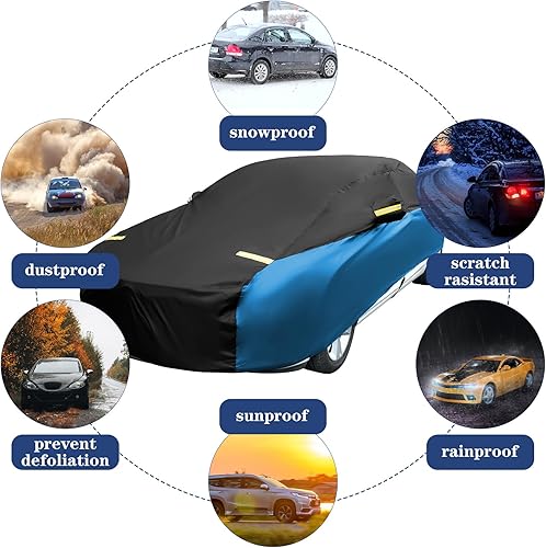 Miniatura 5 de Riakrum Funda completa impermeable para todo tipo de clima, para automóviles, resistente al viento, a la lluvia, protección UV, resistente a los