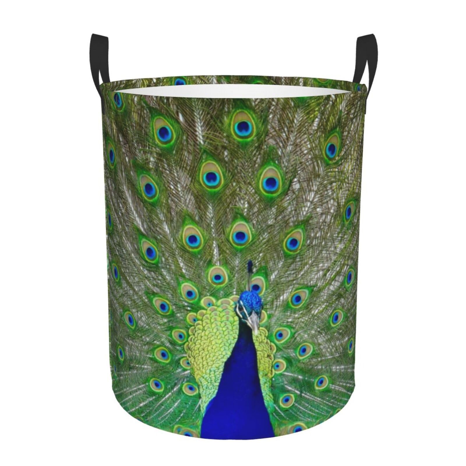 Laundry Basket Peacock Plume Laundry Hamper Waterproof Idea Hampers Large Collapsible Baskets with Handle Suitable for Bedroom Bathroom Utility Room Kitchen