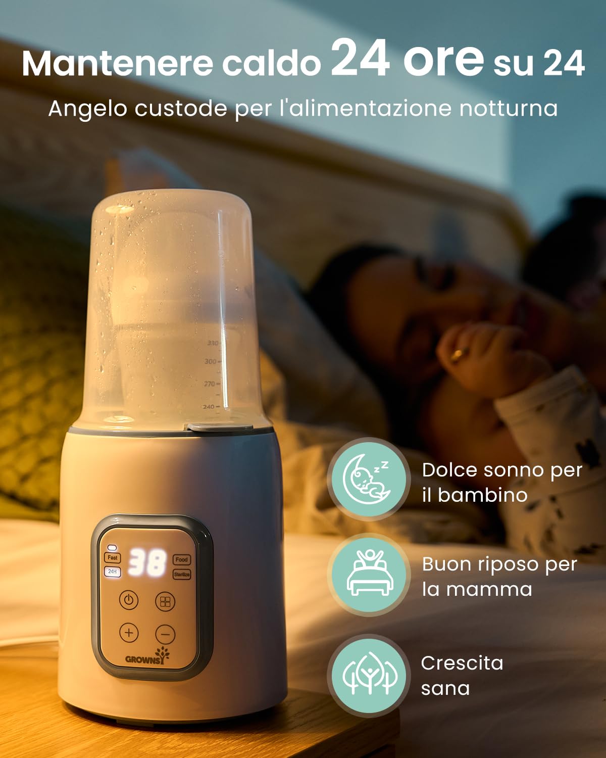 Scaldabiberon, Sterilizzatore Biberon 8 in 1 lcd Controllo Accurato Della Temperatura Per Latte Materno,Riscaldatore Di Alimenti Per Bambini Veloce e Scongelamento Scalda Senza Bpa Con Display