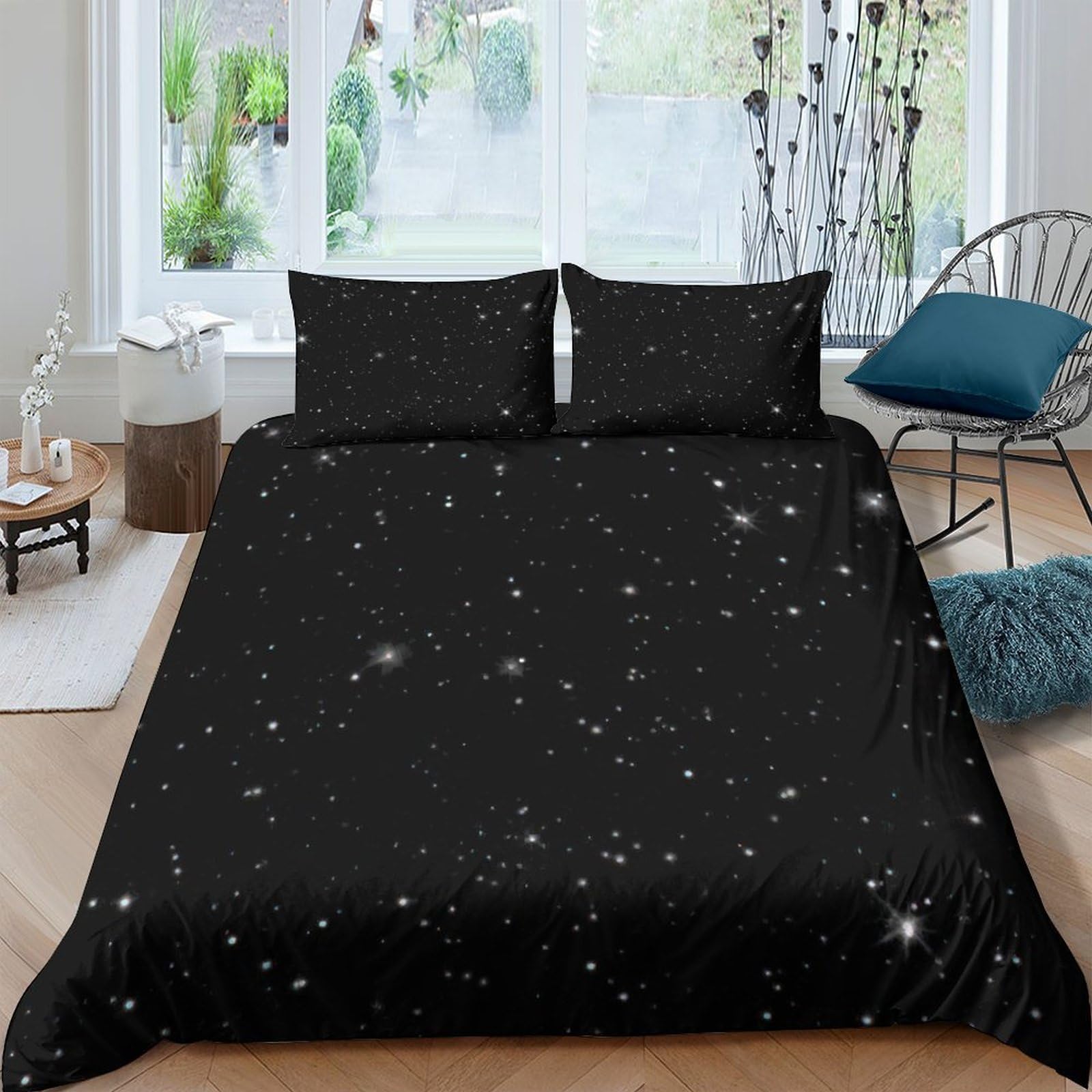 Ctjqhvkz Style-4 3D Printed Galaxy Starry Sky Fitted Sheet Microfiber Black Cosmic Nebula Mattress Cover Bedroom Dorm Easy Care Single（135X200cm）
