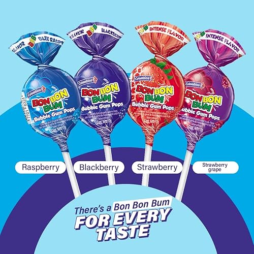 Miniatura 4 de Colombina Bon Bon Bum - Paletas de goma de mascar sabor explosión de bayas, bolsas de 30