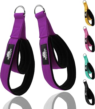 Durable Pilates Double Loop D-Ring Straps - Padded Handles for Reformer, Yoga & Home Gym Workouts
