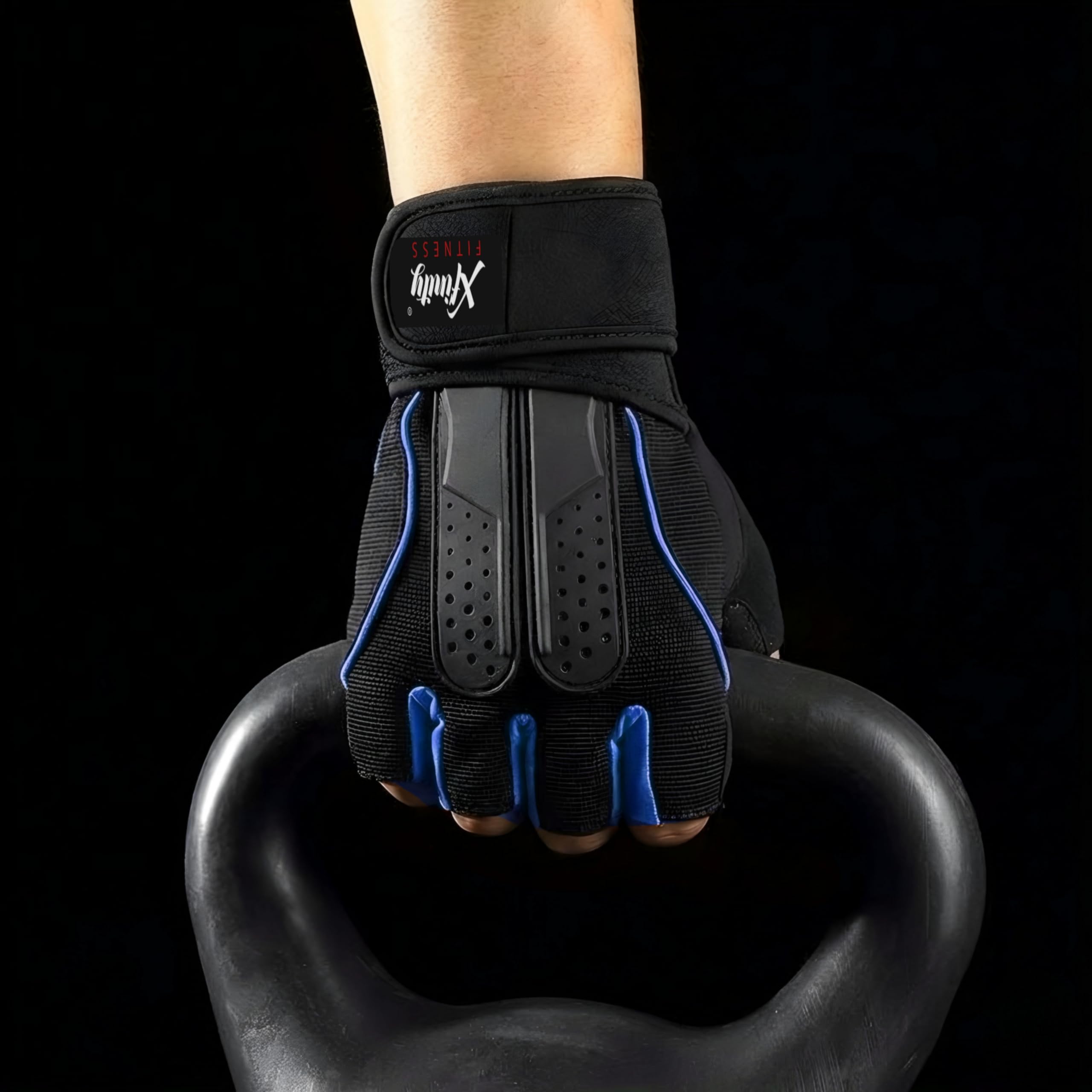Mens Gym Gloves with 12 Inch Wrist Support and Anti Slip Grip