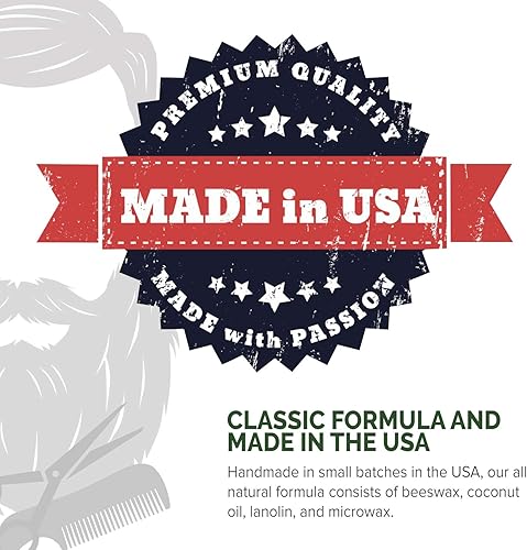 Miniatura 3 de Lucky Franc's Cera de bigote sin perfume para hombres. Cera fuerte para el cuidado de los hombres. Fórmula totalmente natural sin olor con cera de