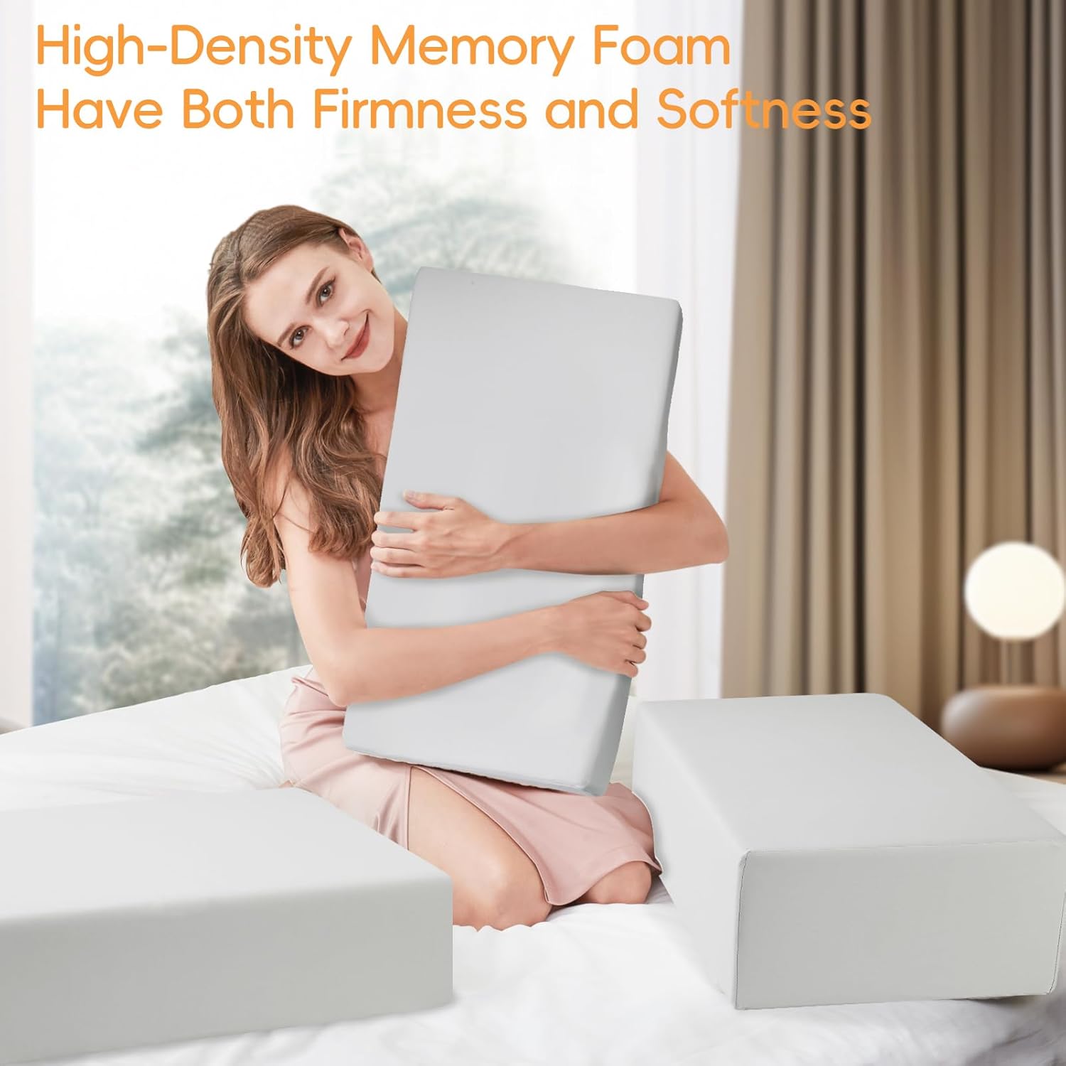 TOPPURE Cube Memory Foam Pillow for Side Sleepers (Xtra Thick Pillow, 24"x12"x6"), Square Pillows for Neck and Shoulder Pain Relief, Anti Snore Pillows with Washable Pillowcase,Gray - Image 7
