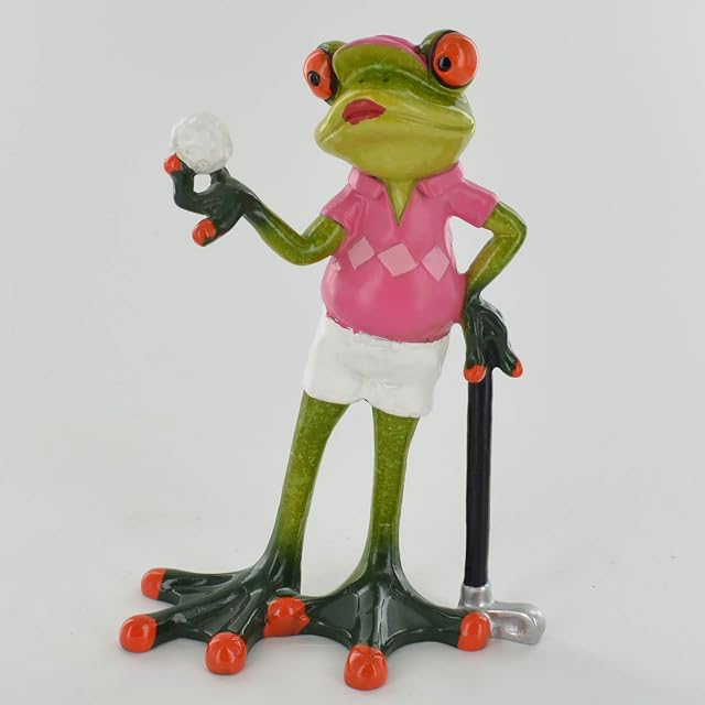 Comical Frogs - She Can Golf Joke Present Home Decor Novelty Gift H13.5cm