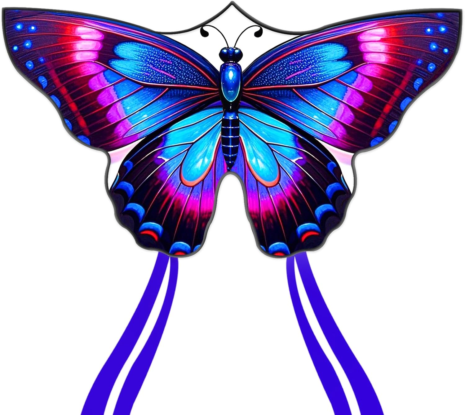 Purple & Blue Butterfly Kites with 8.3in Black Kite Reel, Easy to Fly for Kids and Adults
