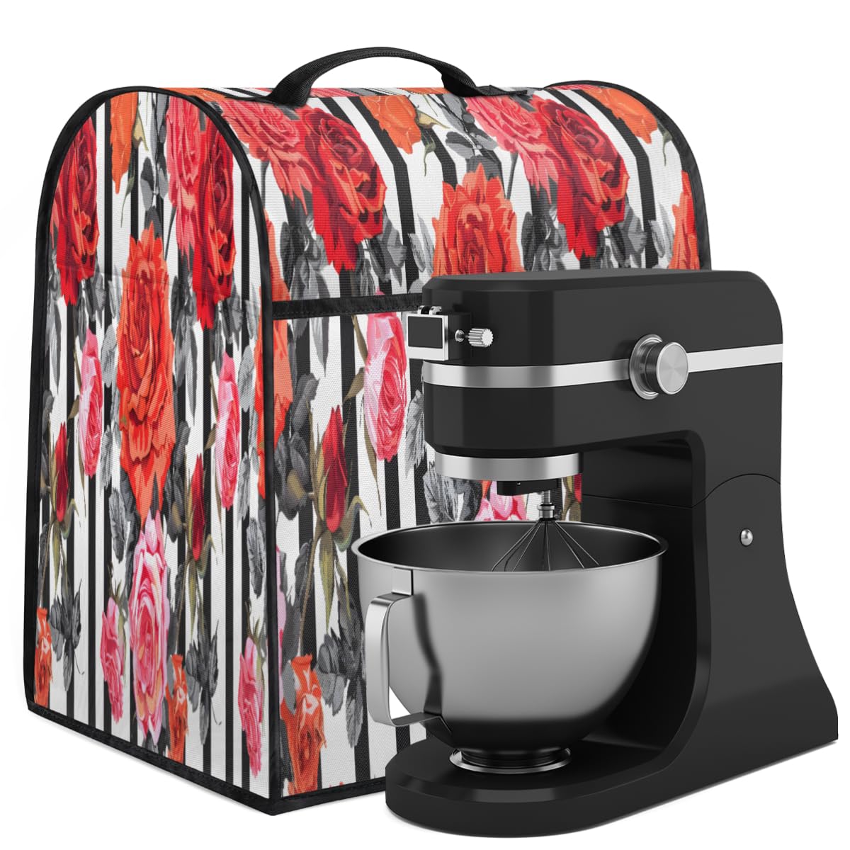 Coffee Maker Cover Stripes Rose Kitchen Appliance Covers Small Appliance Covers Blender Cover Juicer Cover Dust Covers for Kitchen Appliances with Top Handle and Pockets,Washable,B715
