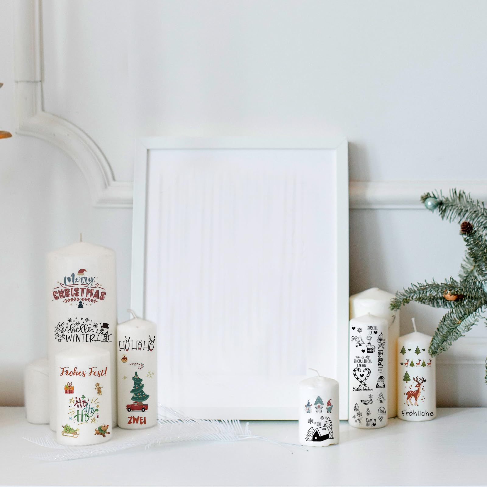 Sugeru 6 PCS Tatuaggi per Candele (200+ Modelli) - 40° Compleanno, Stampa a Trasferimento Termico | Pellicola Trasparente per Candele | Foglio per Candele | Adesivi per Candele | Decorazione Regalo