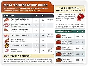 Meat Temperature Guide Conversion Chart, BBQ Meat Seafood Cookbook Guide for Kitchen Outdoor Picnic, Fruit & Vegetable Storage Magnetic Chart