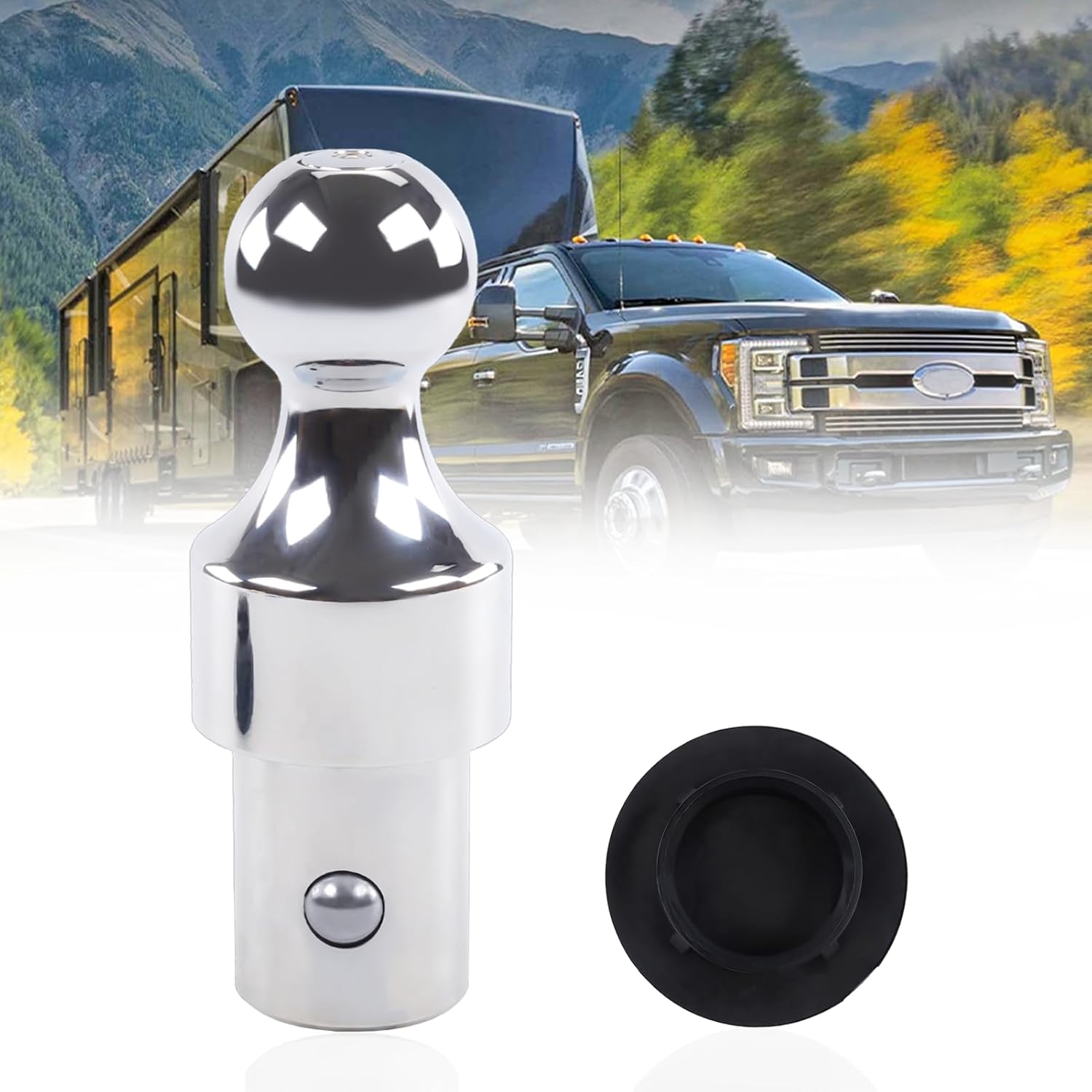 60629 Gooseneck Hitch Ball Compatible with Ford F250 F350 F450 Chevrolet Silverado GMC Sierra Nissan, 2-5/16" Gooseneck Hitch Ball Puck System, 30000LBS, with Rubber Hole Cover
