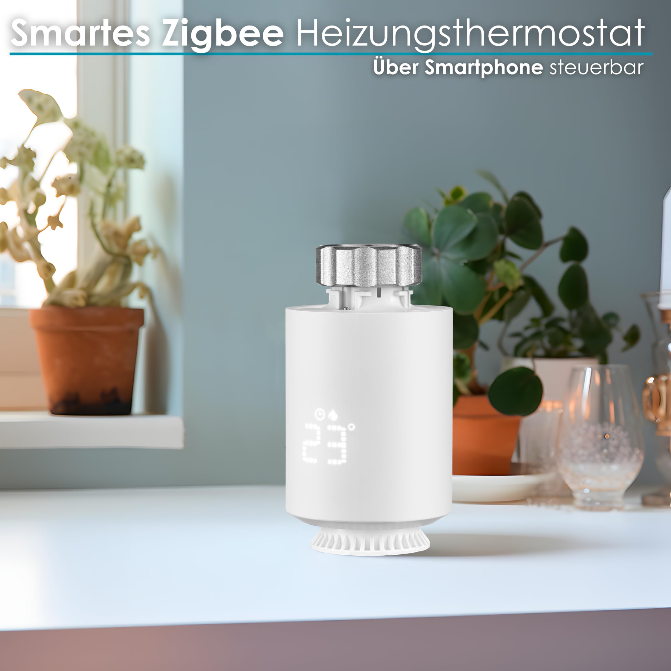 Inteligentny termostat do grzejników Zigbee sterowany za pomocą smartfona, termostat do grzejników, cyfrowy termostat Amazon Alexa i Google Assistant kompatybilny, energooszczędny, sterowany