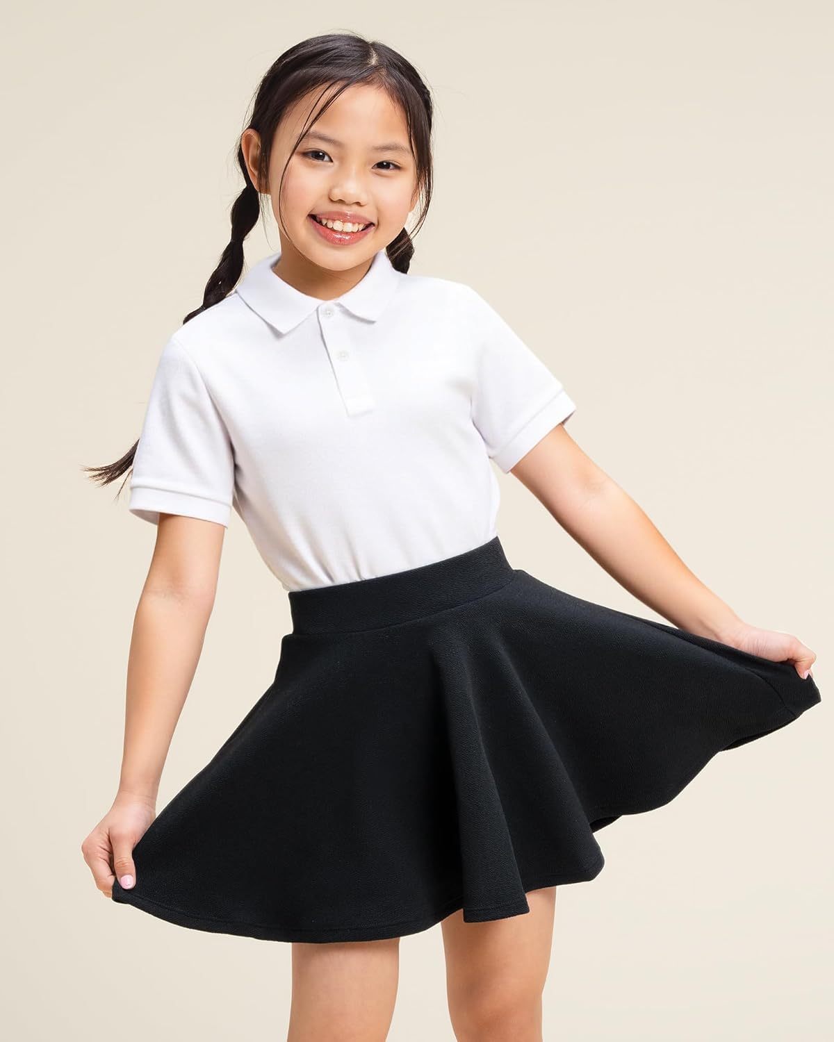 Stelle Girls Skirt Casual Flare Plain Pleated Stretch Waist Skater Skirts Uniform Skorts with Built in Shorts 4-15 Years - Image 2