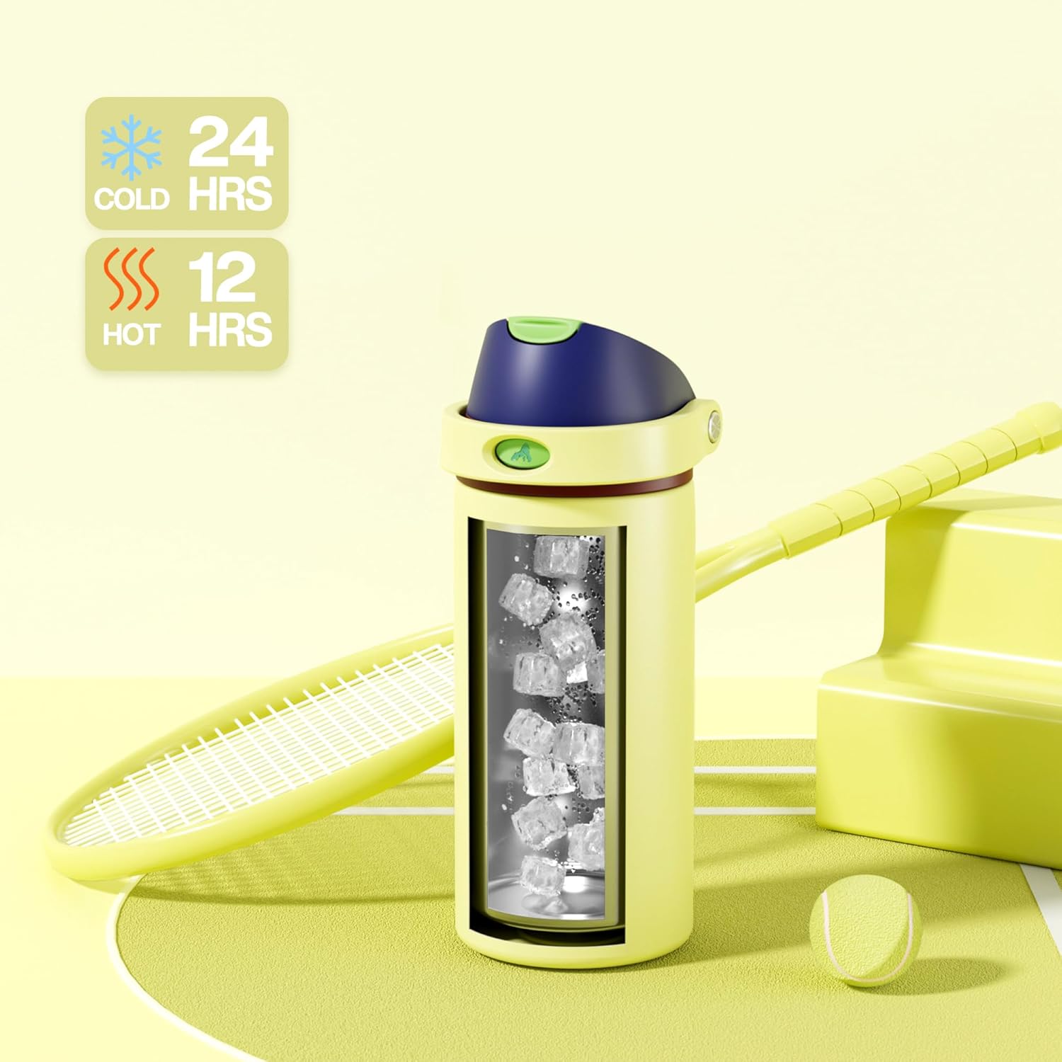 POWCAN 18 oz Insulated Stainless Steel Water Bottle: 2-in-1 Push-Button Spout & Quick-Flip Straw, Leakproof, Cold 24Hrs, Lockable, Fits Car Cup Holder, Ideal for Travel, Sports, Gift (Infinity Beam) - Image 3