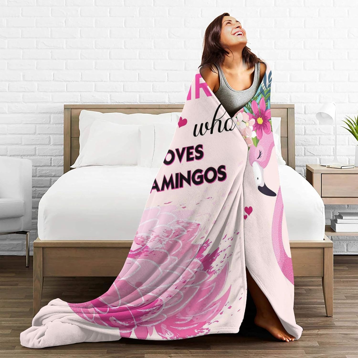 Just A Girl Who Loves Flamingos Blanket Cute Flamingo Decor Pink Throw Blanket Gifts for Girls Super Warm Soft Plush Lightweight Fleece Flannel Blanket Winter Bedding for Kids Women 50"X40" - Image 7