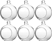 Vista 21 de WGV - Globo de terrario colgante, ancho 5 pulgadas, altura 6 pulgadas, maceta de aire para suculentas, florero de vidrio transparente con parte