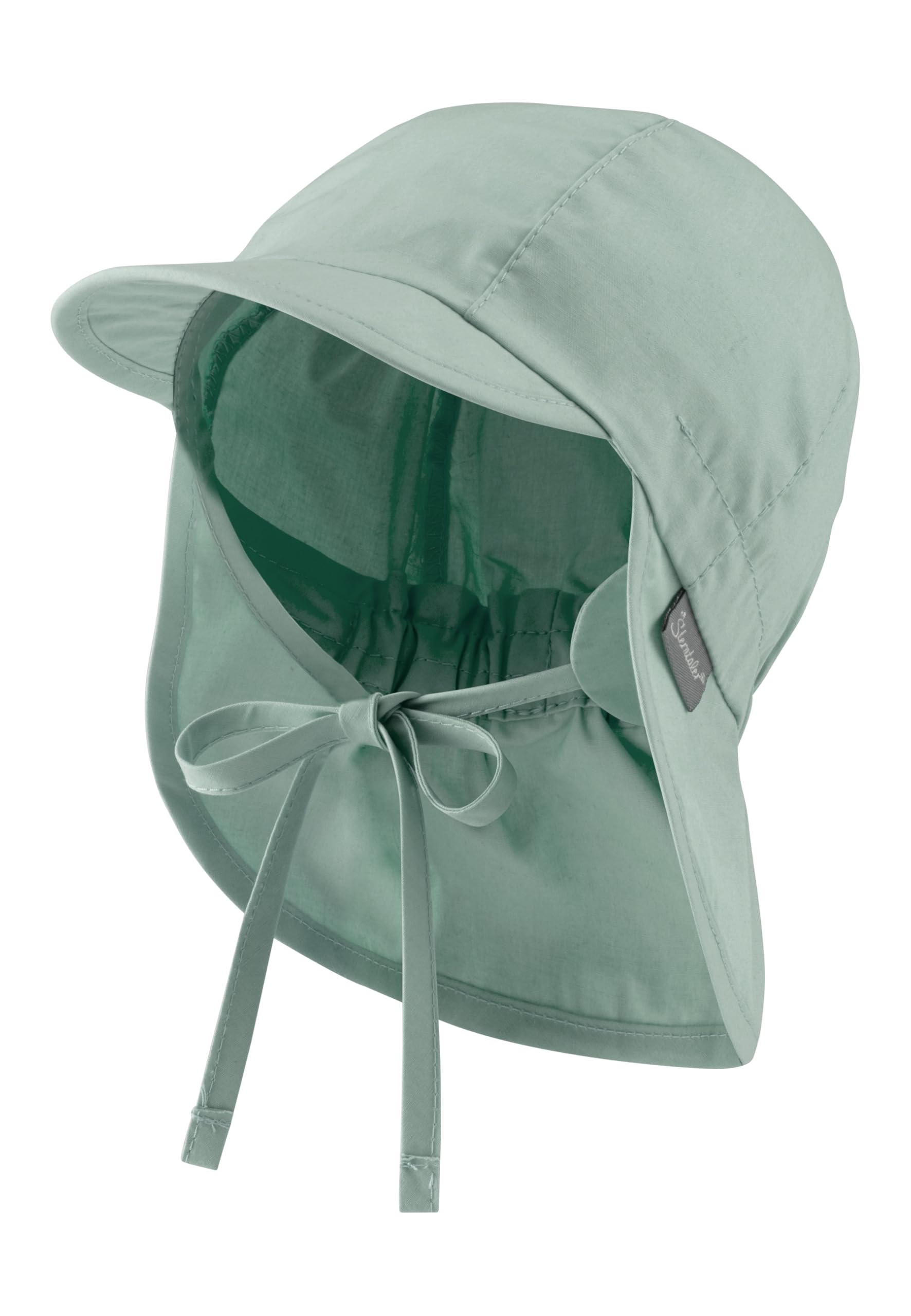 Sterntaler Schirmmütze Nacken Basic - Unisex Baby- und Kinder Mütze mit Nackenschutz Ohrenklappen und Bindeband - UV-Schutz 50+ Hut aus Popeline (Bio) - Sommer Kopfbedeckung - eisgrün - Eisgrün