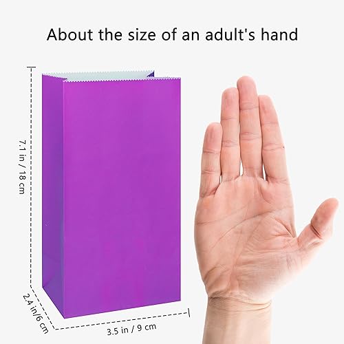 Miniatura 2 de Bolsas de papel de color brillante mini KEYYOOMY, bolsas de regalo de fiesta púrpura, bolsitas de papel para fiesta pequeña, bolsa de lonchera de