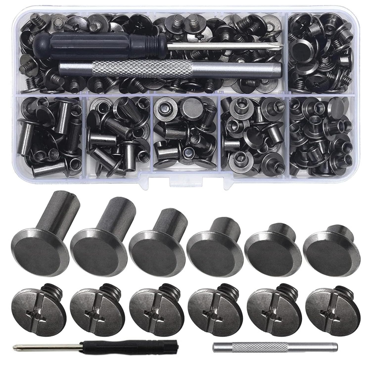 Set of 110Pcs Binding Screw Crossed Head Button for Leather Crafting Bookbinding Luggage Purse