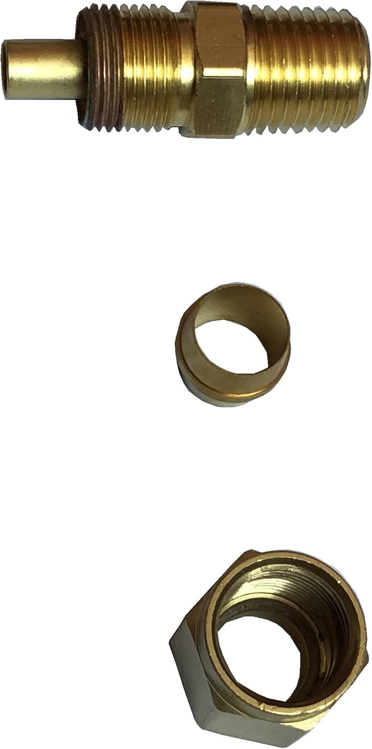 Generic Brass 3/8"OD Tube x 3/8" Male NPT Comperssion Fitting,DOT Air Brake Male Connector (Pack of 5 sets)