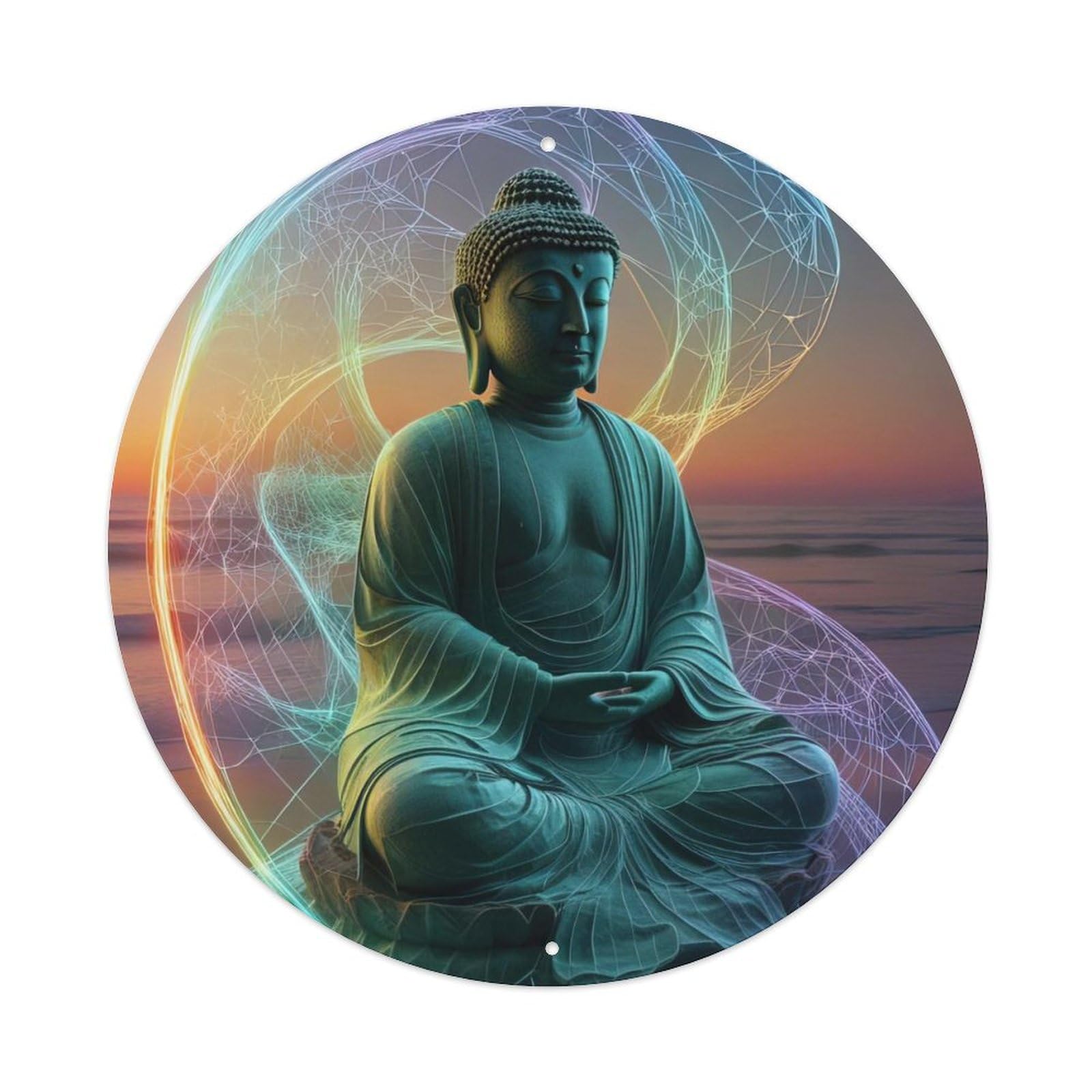 Buddhism Buddha Meditating by The River Metal Tin Sign