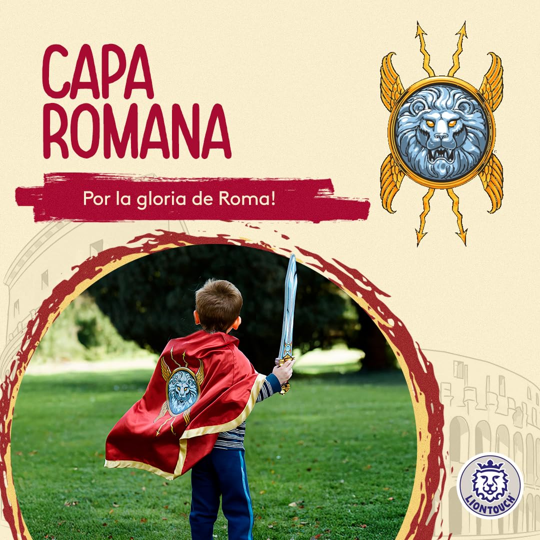Liontouch - Capa Romana de Legionario para Niños 3-8 Años, Talla Única | Juguete Histórico para Juego como Soldado en Antigua Roma | Accesorio para Disfraces, Vestidos Elegantes y Trajes Reales