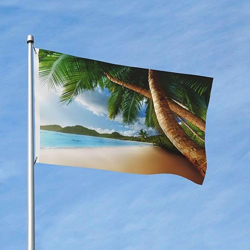 Miniatura 5 de Abucaky Bandera de árbol tropical de playa de verano, 3 x 5 pies, bandera decorativa de poliéster duradero para el hogar, al aire libre e interior