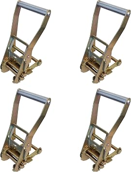 4-Pack Long Handle 2" Ratchet Tie Downs Replacement for Flatbed Use