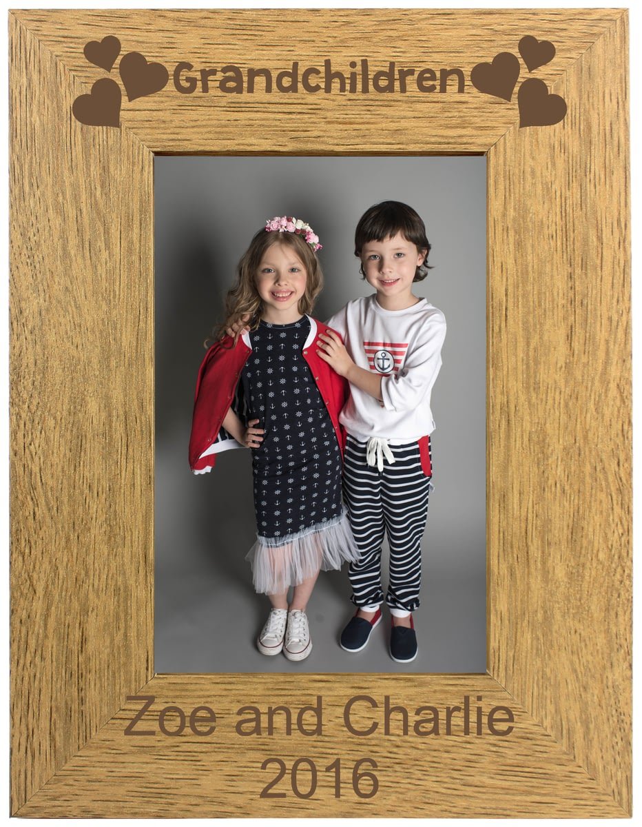 Personalised Grandchildren Portrait 5x7 Wooden Photo Frame