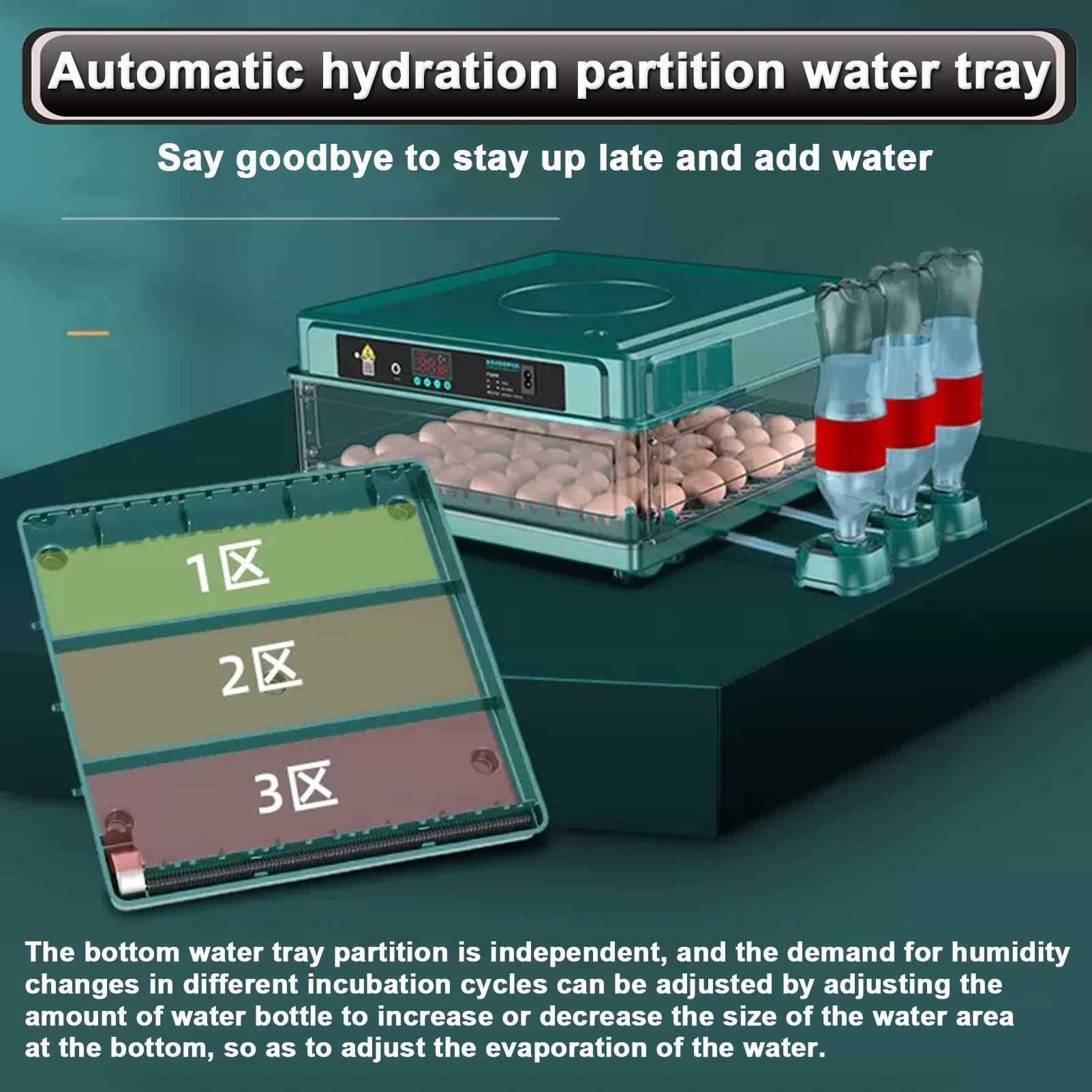 Incubadora de Huevos 48/56/64/98/120/128 Totalmente automática para Pollitos con volteador automático y adición de Agua. Ideal para incubar Huevos de gallina, Pato, Ganso y Paloma.