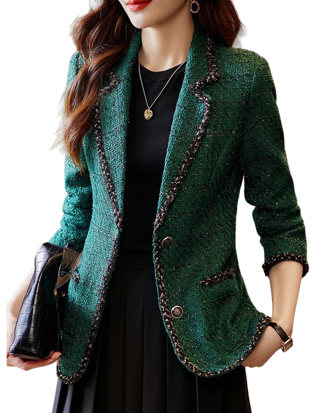 Fancy Tweed Blazers for Women Petite Business Casual Dressy Jackets for Work Professional Elegant Outfits