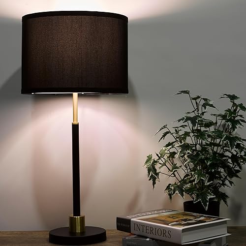 Miniatura 8 de Table and Floor Lamp Set of 3 Pack Lamp Set with Black Linen Lampshade, Farmhouse Light Sets, Modern Table Lamps and Floor Lamp for Living Room,