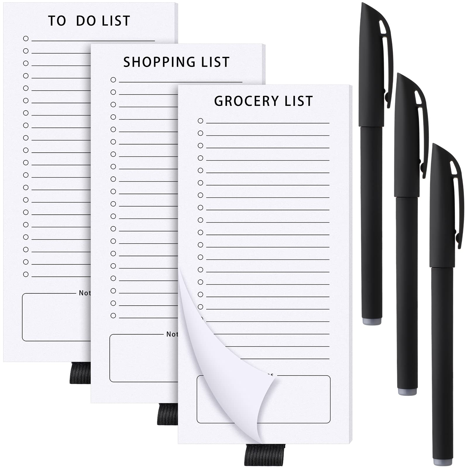 3 Pcs 150 Sheets Grocery List Magnetic Notepads for Fridge and 3 Pens Set 3. 5 x 7. 5 Inch 3 Design to Do List Magnet Pad for Refrigerator Shopping