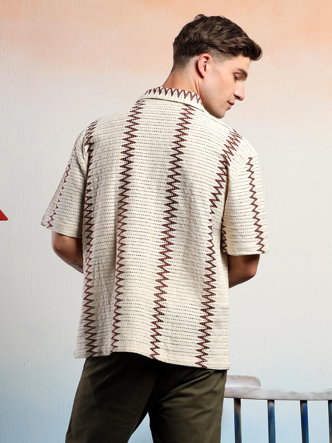 KOTTY Camicia da uomo a righe, vestibilità regolare