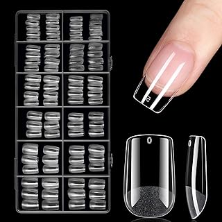 TOMICCA Short Square Nail Tips, 504pcs Half Matte Nails Acrylic Full Cover Pre Shape, 12 Sizes Gelly Tips No Filed Stronger Adhesion Acrylic False Press on Nails for Nail Extension Nail Art DIY Salon
