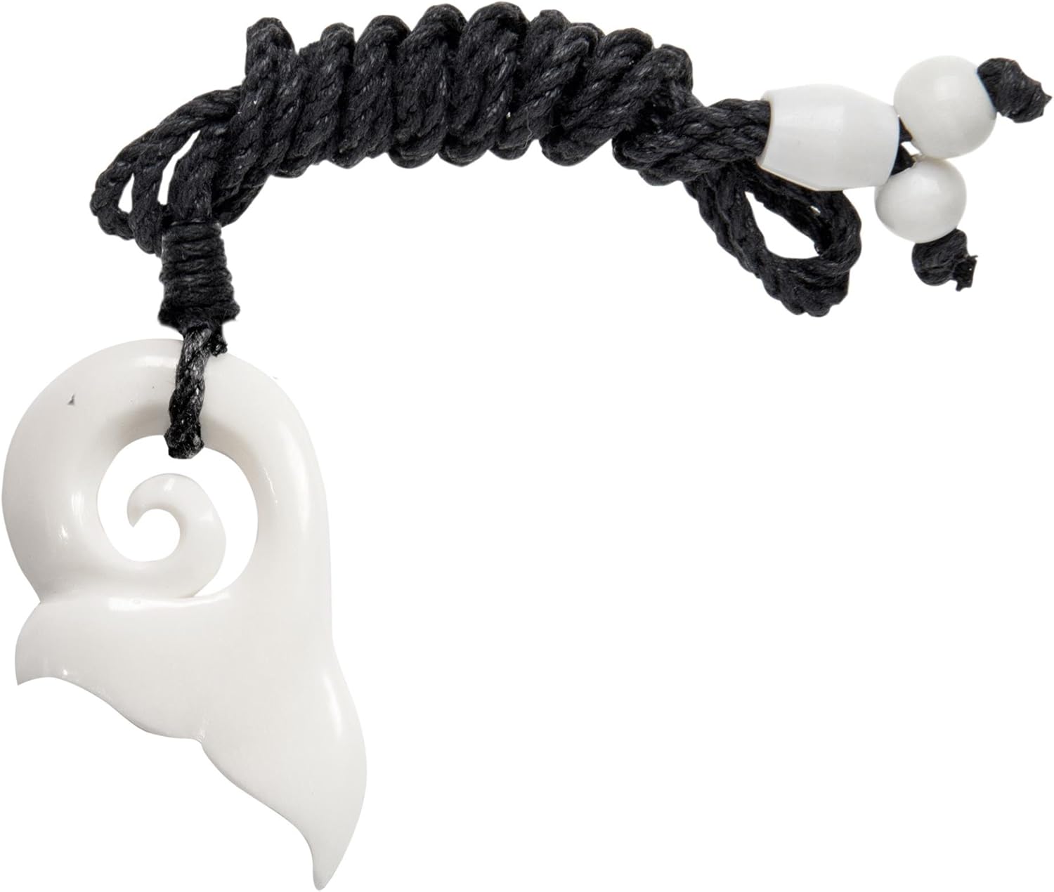 81stgeneration Koru Whale Tail Carved Bone Pendant Hawaii Necklace - Maori Style Jewelry - Handmade Bone Carving - Adjustable Cord Big Tribal Necklace - Surfer Accessories - Image 2