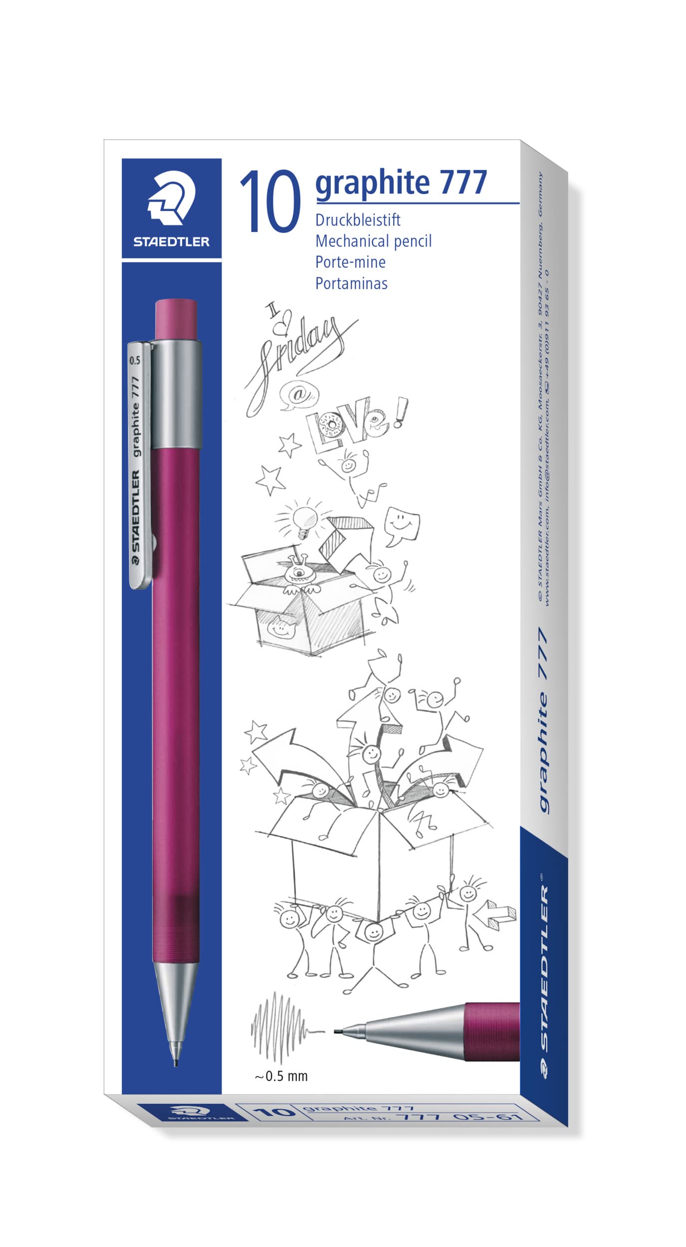 Staedtler Mars Micro Carbon Mechanical Pencil Leads - Pack of 12 Tubes Graphite 777 0. 5 MM Mechanical Pencils (Violet Barrel), Pack of 10 Nos 3