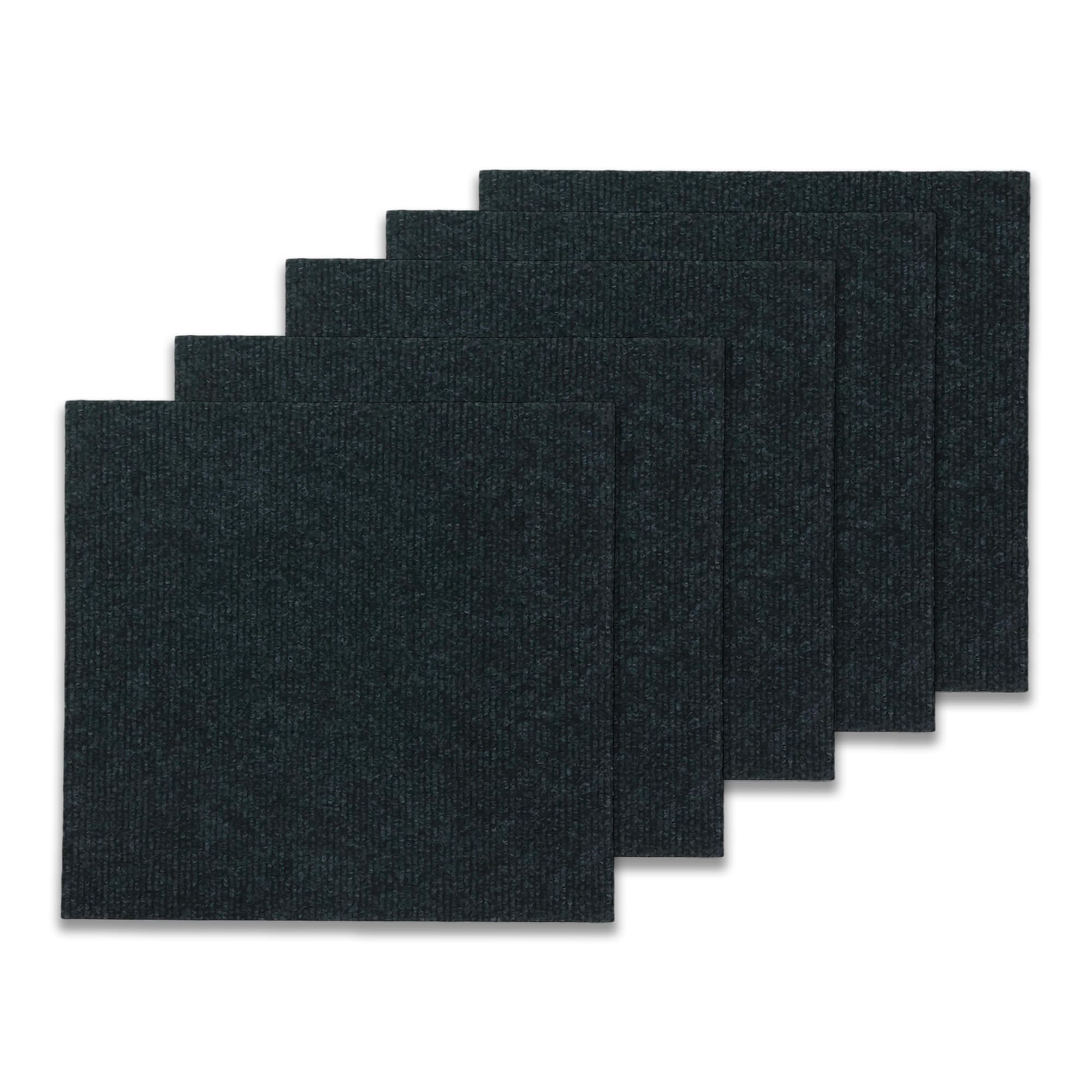 Selbstklebende Teppichfliesen 30x30 cm Dunkelgrau, 20 Stück Schwarz