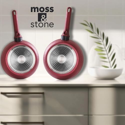 Miniatura 8 de Juego de 4 cacerolas y sartenes antiadherentes de aluminio burdeos Moss & stone