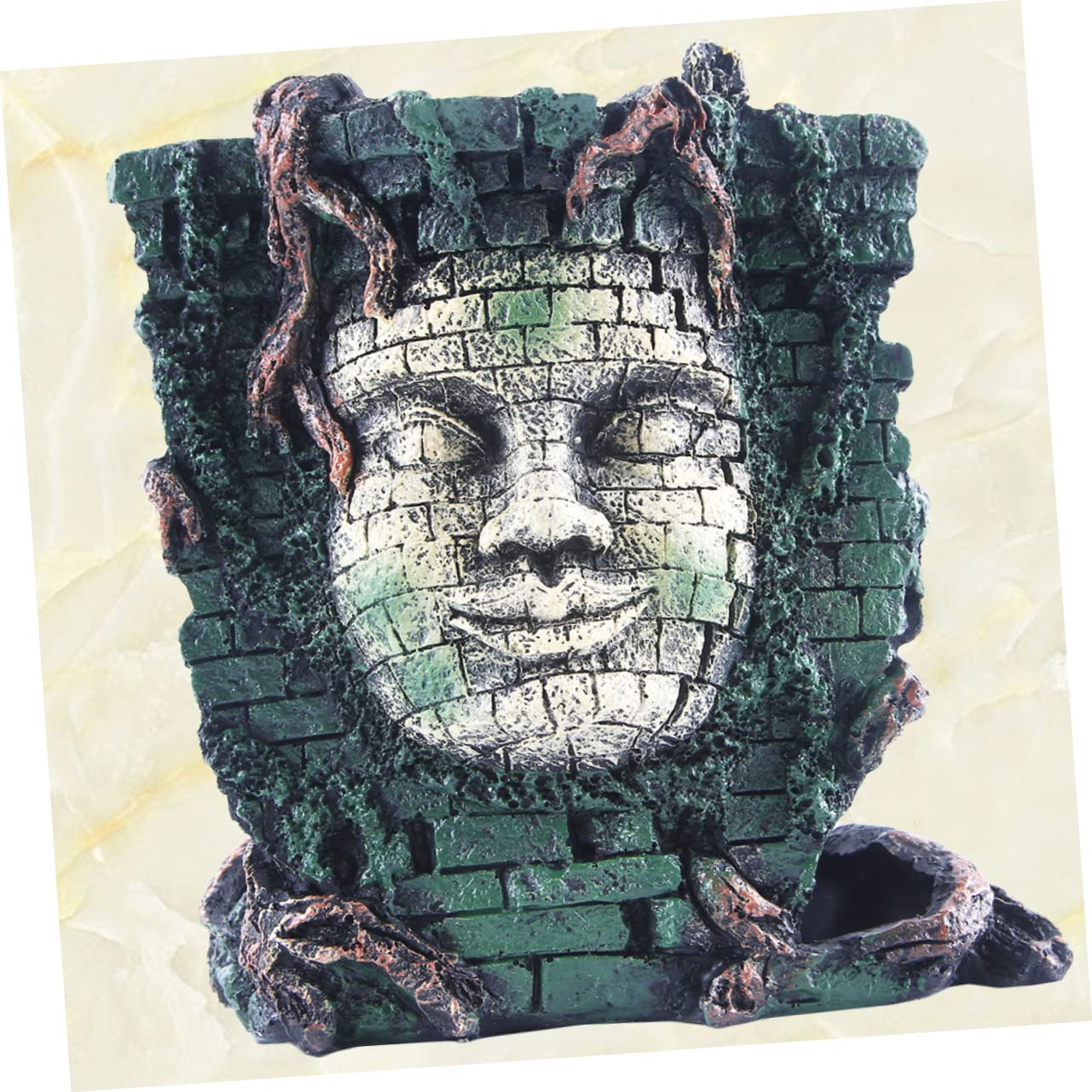 Aquarium Ornament aus Kunstharz, Maya Porträt, Wasserpflanzen Deko, 1 Stück