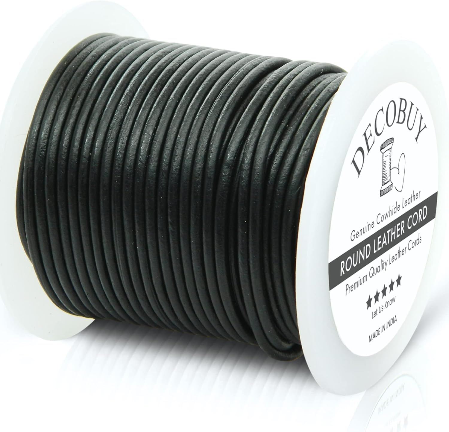 Round Leather Cord 2mm String, 27 Yards Rope for Jewelry