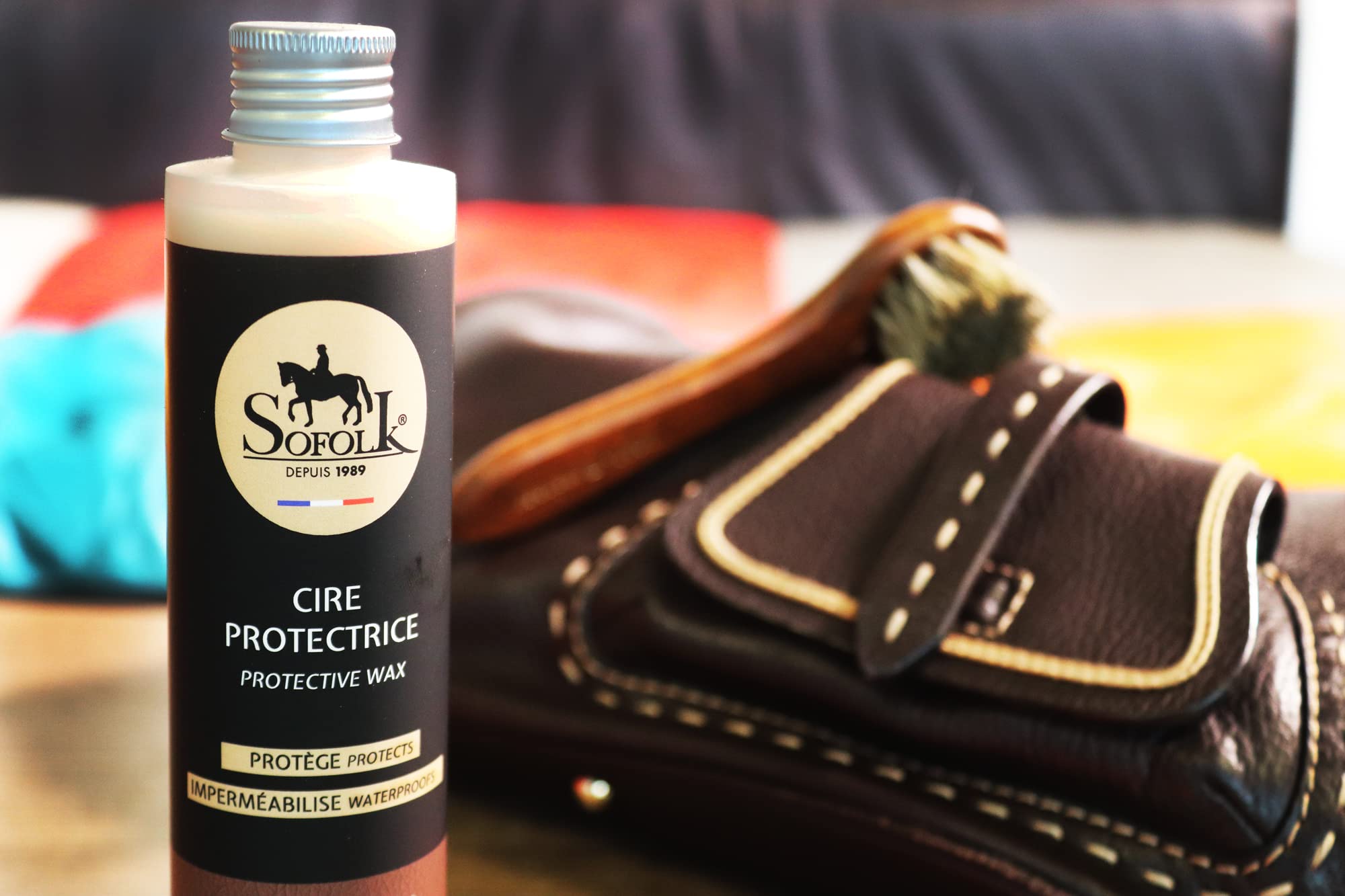 SOFOLK - Cera Protectora incolora de Piel para Proteger y cuidar la Flor del Cuero de los roces (500ML)