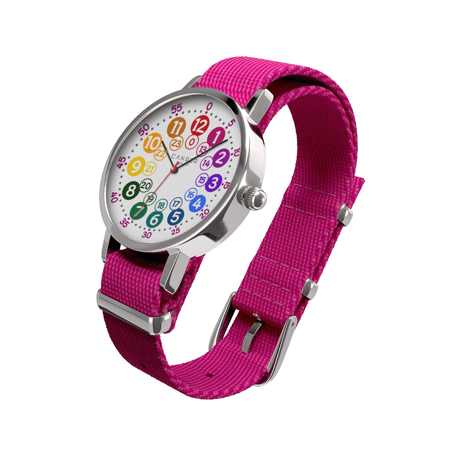 Cander Berlin MNU 1030 Kinderwanduhr lautlos MNU 1009 S Kinderwecker MNA 1030 M Armbanduhr rosa pink Lernuhr geräuschlos Wanduhr Kinderuhr Licht Snooze Wecker Kinder geräuscharm Mädchen Jungen