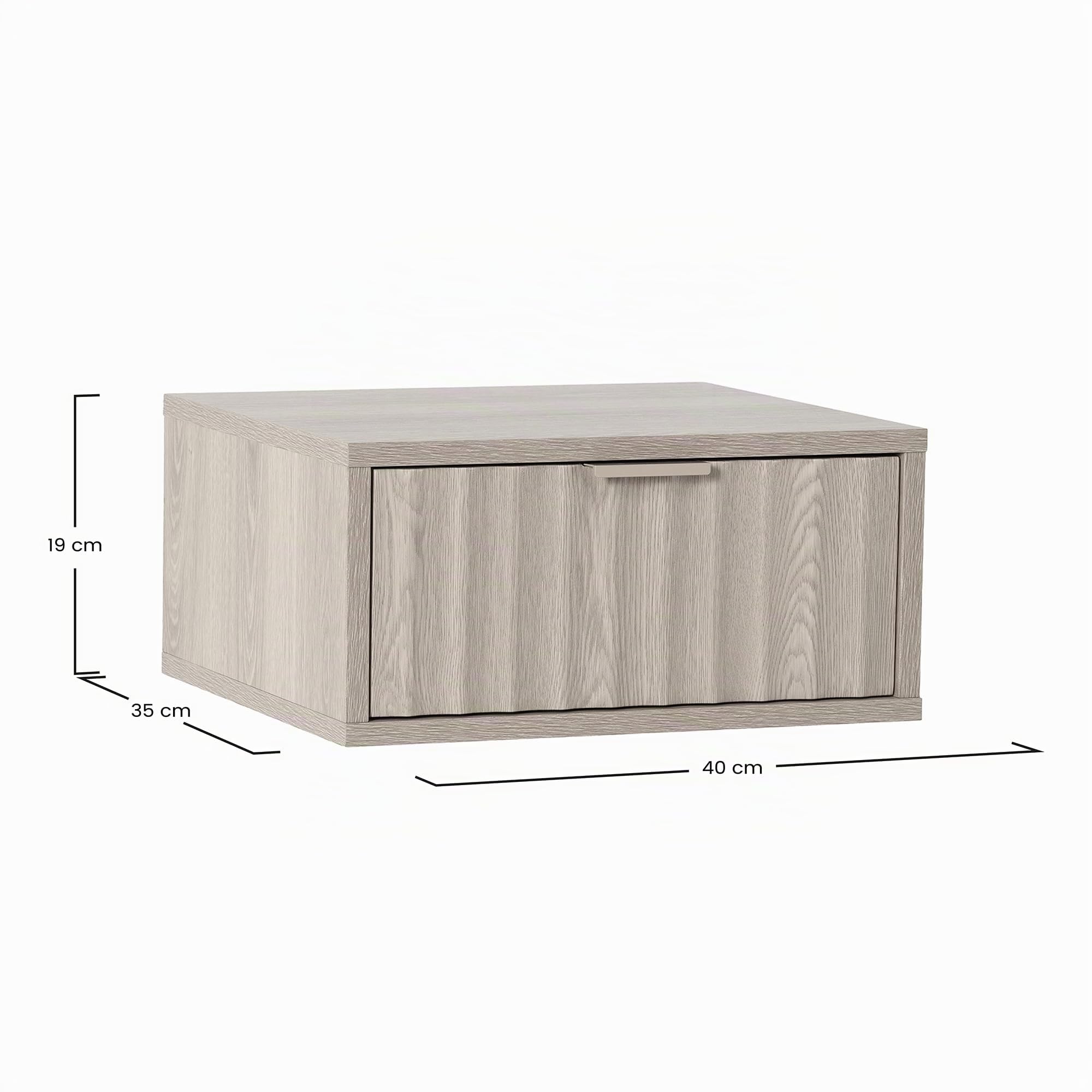 HOMN LIVING Juego 2 mesitas de Noche flotantes Lluvia 1 cajón Color Roble, 40 cm (Ancho) 35 cm (Profundo) 19 cm (Altura)